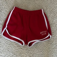 Red Brandy Shorts (Fits A 0-2 Waist) Never Worn Red Cotton Shorts For Beach Season, Preppy Short Length Beach Bottoms, Preppy Cotton Shorts For Beach, Preppy Cotton Beach Shorts, Preppy Cotton Bottoms For Vacation, Preppy Cotton Shorts For The Beach, Preppy Cotton Vacation Bottoms, Red Athletic Shorts With Short Legs For Summer, Sporty Red Bottoms For Vacation