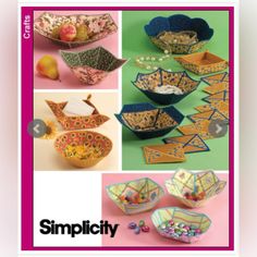 an advertisement for crafts made from paper with images of bowls and fruit in them on the front cover