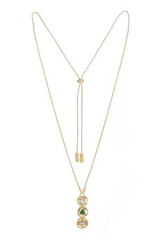 "A modern everyday necklace with a touch of shimmer, perfect for our woman on the go. Our Divine Three Charm Pendant Necklace features a three-story elegant multi-color charm necklace. With a mix of sparkling colored gems and a polished gold look, they are a must-have for every special occasion! Material: Alloy, Glass, Multi color, Alloy, Glass, BLUE+ GREEN+RED Gemstone Size: 16" Length, 12mm charm (3 charms Pendant ) Adjustable Ball Clasp" Elegant Double Chain Charm Necklace With Round Pendant, Elegant Round Pendant Charm Necklace With Double Chain, Elegant Gold Layered Necklace With Round Pendant, Elegant Gold Charm Necklace With Adjustable Length, Modern Gold Necklaces With Detachable Pendant, Modern Gold Necklace With Detachable Pendant, Gold Necklace With Detachable Pendant For Everyday, Multi Pendant, Red Gemstones