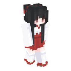 an image of a woman in pixel art style clothing with long hair and red shoes