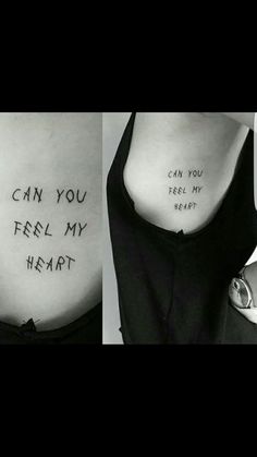 two pictures with words written on their stomachs, one is saying can you feel my heart? and the other says can you feel my heart?