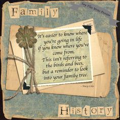 an old fashioned photo with the words family written on it and a flower tied to each other