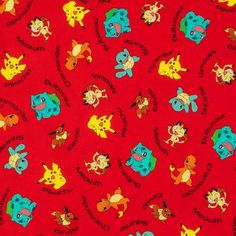 a red background with cartoon characters on it