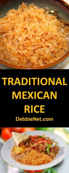 traditional mexican rice served in a bowl and on a plate