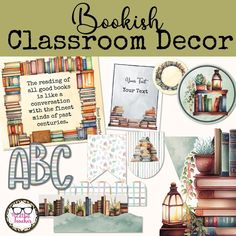 the bookish classroom decor is featured with books and other things to do on it