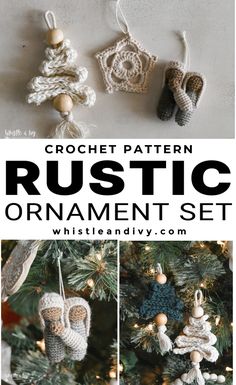 crochet pattern for rustic ornament set