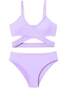 PRICES MAY VARY. 👙🌴【BEST MATERIAL】Girls swimsuit made of Quick-drying and stretch material,the fabric is lightweight,breathable,skin-friendly and comfortable to wear. 👙🌴【UNIQUE DESIGN】Girls Solid Color bikini set,criss cross,v-neck design,removable bra,adjustable shoulder straps,elastic waist for easy on and off. 👙🌴【SUIT OCCASIONS】Girls bathing suit is suit for various occasions, like Beach, pool,vacation,swimming, bathing party,surfing, BBQ party, hot springs ect. 👙🌴【EASY MATCHING】This Preppy Bikinis, Sophia Lauren, Preppy Wishlist, Criss Cross Bathing Suit, Preppy Swimsuit, Beach Skirts, Purple Bathing Suit