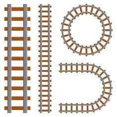 a set of train tracks with the letters c and o on each side, all in different sizes