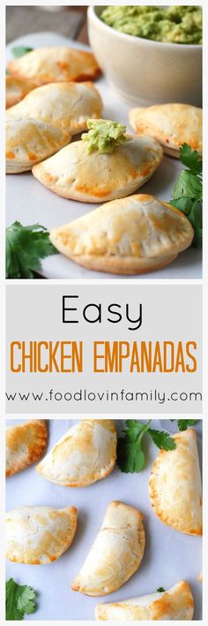 easy chicken empanadas with guacamole and cilantro sauce