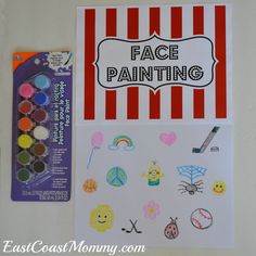 the face painting kit is next to it's contents