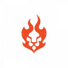 an orange flame logo on a white background