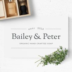 the packaging for bailey & peter's organic hand - crafted soap