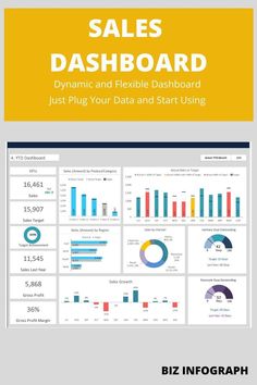 the sales dashboard is shown with data displayed on it, and an info sheet below