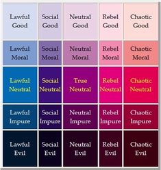 the color chart for different types of colors, including red, purple, blue and green