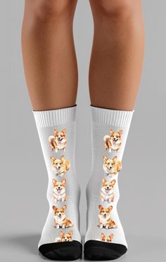 Welsh Corgi Socks, Corgi Lover Socks, I Love Pembroke Welsh Corgis Socks, Funny Socks, Novelty Socks, Stocking Stuffer, Corgi Owner Gift. These high-quality socks with sublimated print provide optimum comfort with style wherever one might go - a subtle accent to complement an office look or an eye-catching statement for an extravagant outfit.  NB! Dark color prints tend to make the side-seams more noticeable. .: Material: 95% polyester, 5% spandex .: 3 different sizes .: Unisex regular fit .: Ri Corgi Owner, Socks Funny, Funny Socks, Novelty Socks, Welsh Corgi, Socks And Hosiery, Stocking Stuffer, Hosiery, Stocking Stuffers