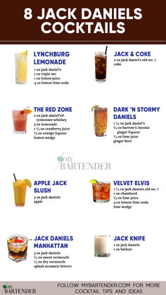 Jack Daniels Cocktails Frozen Alcoholic Drinks Recipes, Mixed Drinks Alcohol Recipes, Bartender Recipes, Fruity Alcohol Drinks, Bartender Drinks