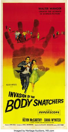 an old movie poster for the film invasion of the body snatchers