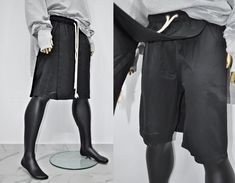 XS - 8XL Men's Steampunk Cotton Blend Skirt Layer Shorts, Low Crotch,Cyberpunk,Gothic,Streetwear Futuristic Halloween Clothing /PLUS -*-- Cotton blend twill cargo shorts featuring skirt layer Low crotch,  Elasticated drawstring waistband  Multiple front and back pockets. * Material : Cotton Blend Twill * Model wears : Large  * Picture colour : Black Fit True to Size - So pick up your actual size. All our products are according to EU size chart, if you are located in EU areas you can get your act Cyberpunk Shorts, Streetwear Techwear Shorts, Summer Techwear Shorts With Built-in Shorts, Post-apocalyptic Style Black Bottoms For Cosplay, Cotton Techwear Shorts With Side Pockets, Post-apocalyptic Black Bottoms For Cosplay, Techwear Cotton Shorts, Shorts Cargo, Kilt Skirt