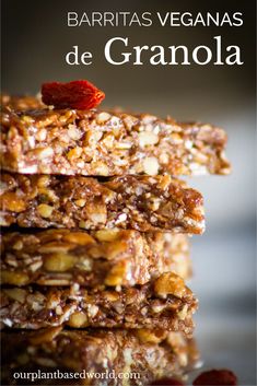 some granola bars stacked on top of each other