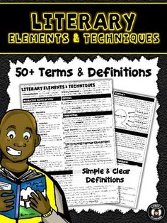 This is a great reference for students to use when reading short stories, during novel studies, and to refresh student memory before starting final assignments.   There are over 50 elements and techniques included in this reference sheet: - Narrative Point of View - Setting - Plot - Figurative Language - Conflict - Theme - Symbol & Motif - Irony - Plot Techniques - Plus Many Other Important Terms! Reading Short Stories, Student Reference, English Ideas, Teaching High School English, Literary Elements, 6th Grade Ela, High School Classroom, Reference Sheet, Becoming A Teacher