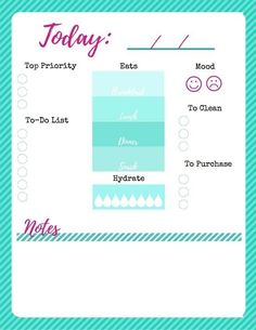 a printable to do list with the words today written in pink, blue and green