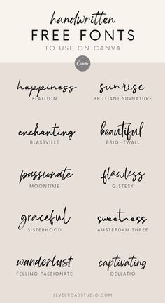 the handwritten font styles for use on canvas