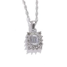 48771461415233 Bridal Cubic Zirconia Pendant Necklace With Jewels, Sparkling Crystal Pendant Jewelry, Anniversary Rhinestone Pendant Necklace With Clavicle Chain, Diamond White Crystal Jeweled Necklaces, Cubic Zirconia Pendant Necklace With Jewels, Silver Cubic Zirconia Square Pendant Jewelry, White Gold Crystal Pendant Rhinestone Necklace, Silver Cubic Zirconia Jewelry With Square Pendant, Cubic Zirconia Jewelry With Diamond Accents, Square Pendant