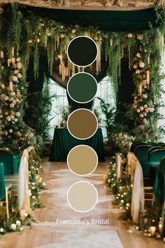 a wedding ceremony with green chairs and greenery