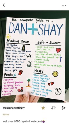 the complete guide to dan + shany poster is displayed in front of a door