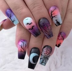 Black Halloween Nails, Horror Nails, Witchy Nails, Fall 23, Goth Nails, Holiday Nail