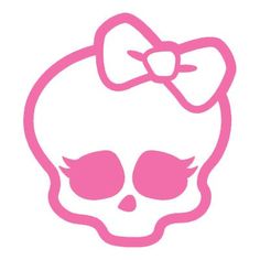 a pink skull with a bow on its head