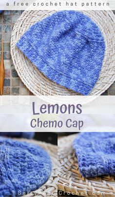 the instructions for how to make a crochet hat with lemons and chemo cap