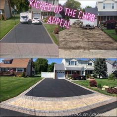 the before and after pictures of a driveway being paved