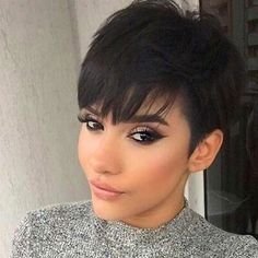 Pixie Cut With Long Bangs, Hairstyles Pixie, Cheap Human Hair Wigs, Pixie Bob Haircut, Pixie Cut With Bangs, Long Pixie Cuts, Short Hair Pixie Cuts, Short Human Hair Wigs, Makijaż Smokey Eye