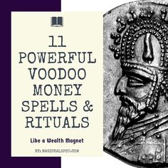 an ancient coin with the words powerful voodoo money spells and rituals