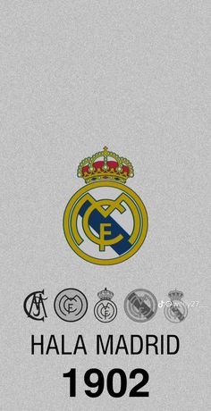 the real madrid logo is shown in black and white