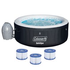 Experience the luxury of a private spa with our portable hot tub. Ideal for small spaces, this 2-4 person hot tub offers a large, round shape that comfortably fits up to four adults. The Coleman hot tub inflatable design allows for easy setup and storage, perfect for both indoor and outdoor use. Made from durable, thick material, this blow up hot tub offers long-lasting use and is resistant to punctures. The hot tub inflatable features an advanced heating system to provide warm, soothing water r Clean Pool Water, Best Inflatable Hot Tub, Outdoor Spas Hot Tubs, Inflatable Spa, Romantic Treats, Round Hot Tub, Inflatable Spas, Inflatable Hot Tub, Portable Hot Tub