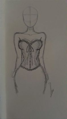 a drawing of a woman's torso and bra