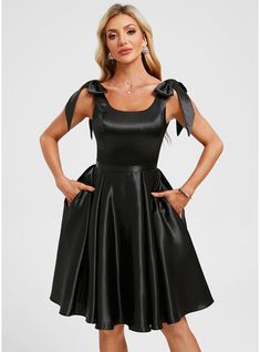 JJ's House Bow Stretch Satin Square Spring Summer A-line General Plus Back Zip Little Black Dresses Beautiful Back Black Height:5.8ft（176cm） Bust:32in（82cm）Waist:24in（61cm）Hips:35in（89cm） No Knee-Length Black Sleeveless Homecoming Dress. #JJ's House #Bow #StretchSatin #Square #Spring #Summer #Aline #General #Plus #BackZip #LittleBlackDresses #BeautifulBack #Black #No #KneeLength #Black #Sleeveless #HomecomingDress Elegant A-line Mini Dress For Homecoming, Solid Color A-line Formal Dress, Fit And Flare Square Neck Party Dress, Solid Color A-line Prom Midi Dress, Black Square Neck Dress For Wedding, Solid Color Fit And Flare Mini Dress For Evening, Fitted A-line Homecoming Dresses, Black A-line Dress For Homecoming, Solid A-line Midi Cocktail Dress