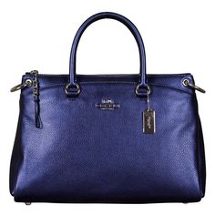 Brand New With Tags Dustbag Included ***100% Authentic. Purchased Directly From Coach. Shop With Confidence. Priced To Sell.*** This Beautiful Coach Mia Satchel Is A Must-Have For Any Fashion-Savvy Woman. Made From High-Quality Leather With A Metallic Blue Finish, It Exudes Sophistication And Elegance. The Bag Features Double Handles With A 5" Drop, As Well As An Adjustable Cross-Body Strap With A 16" Drop, Making It Easy To Carry However You Prefer. The Bag Has Two Magnetic Closure Exterior Poc Silver Luggage, Coach Zip Top Tote, Coach Shop, Silver Handbag, Lunch Tote Bag, Coach Tote Bags, Carryall Tote, Nylon Tote Bags, Large Leather Tote