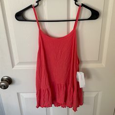 American Eagle - Coral Spaghetti Strap Loose Fit Tank Top - Condition: Nwt - Size: Medium - Material: 97% Viscose, 3% Elastane - Spaghetti Strap, Flowy, Scoop Neck, Loose Fit, Sleeveless Bundle & Save: 10% Off 2 Or More Items! **Smoke Free Home Cami Tank Top With Straps For Brunch, Red Cami Tank Top For Summer, Red Camisole Tank Top For Summer, Red Spaghetti Straps Tank Top For Summer, Cami Tank Top With Adjustable Straps For Brunch, Summer Beach Camisole In Red, Red Summer Camisole For The Beach, Red Summer Camisole For Beach, Casual Tank Strap Tops For Brunch