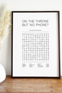 a framed print with the words on the phone but no phone? in black and white