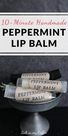 Homemade Peppermint Lip Balm Recipe - Salt in my Coffee Peppermint Lip Balm Recipe, Chapstick Recipe, Homestead Projects, Lip Balm Recipe, Diy Lip Balm Recipes, Balm Recipe, Handmade Lip Balm, Peppermint Lip Balm, Diy Stocking Stuffers