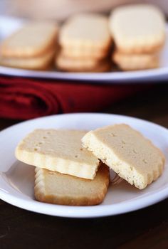 some cookies are on a white plate