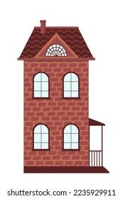 an image of a brick house with windows and a balcony on the top floor that has a second story