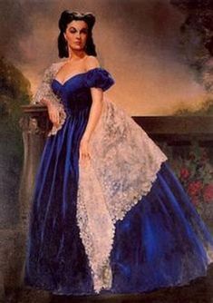 a painting of a woman in a blue dress