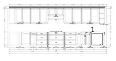 an architectural drawing of the kitchen cabinets