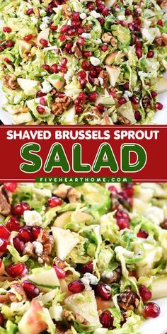 The BEST Brussels sprout salad! It's a must-have Thanksgiving dinner recipe. Loaded with apple, pomegranate, walnuts, and blue cheese, this holiday salad is a Thanksgiving side dish to impress! Shaved Brussel Sprouts Salad, Brussel Sprouts Salad, Shaved Brussel Sprout Salad, Brussel Sprout Salad Recipes, Christmas Side Dish Recipes, Shaved Brussel Sprouts, Brussels Sprout Salad, Brussels Sprouts Salad, Honey Mustard Vinaigrette