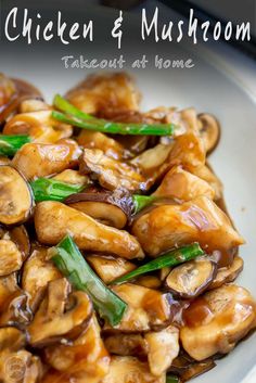 chicken and mushroom takeout at home on a plate