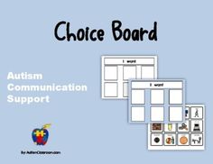 This Choice Board is a basic 6 square choice board for individuals who may have limited verbal skills but who still have a lot to say! We know that Choice Making is an effective strategy for working with children with autism.  Offering choices can help reduce challenging behaviors.  It can also help encourage kids to participate more actively in lessons and activities.  Using pictures for students with limited communication can offer them a way to have their choices known.Included:Blue backgroun Choice Board, Behavior Supports, Challenging Behaviors, Choice Boards, Working With Children, Talk To Me, Communication, Encouragement, Square